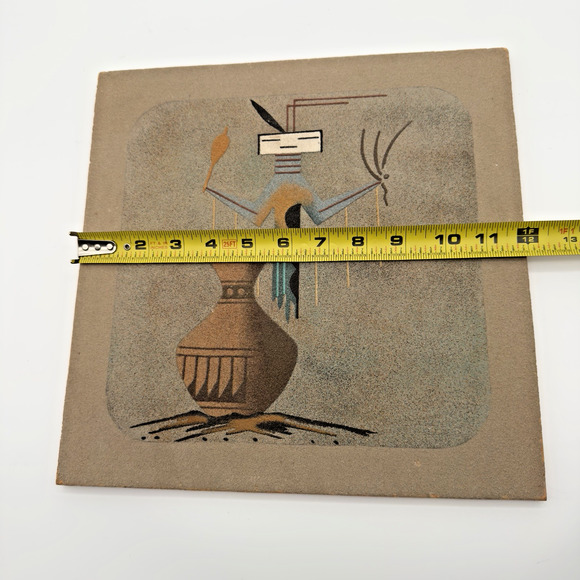 Sand Painting Navajo Yei Windway Native American Art Unframed Signed Thompson - Picture 10 of 12